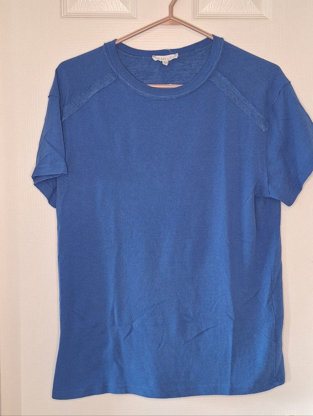 Women's Blue Crew Neck Short Sleeve Shirt